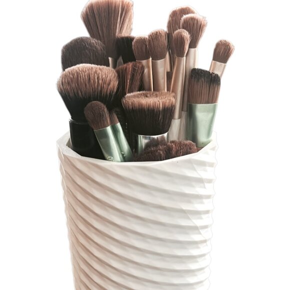White Spiral Organizer Makeup Brush Holder Pen Cup Desk Vanity‎ Craft Storage - Picture 5 of 5